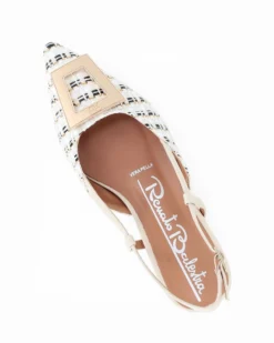 RENATO BALESTRA - Ballerina slingback beige intrecciata con sottopiede in VERA PELLE