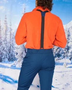 REUSCH - Pantalone da sci uomo blu con salopette impermeabile traspirante e antivento