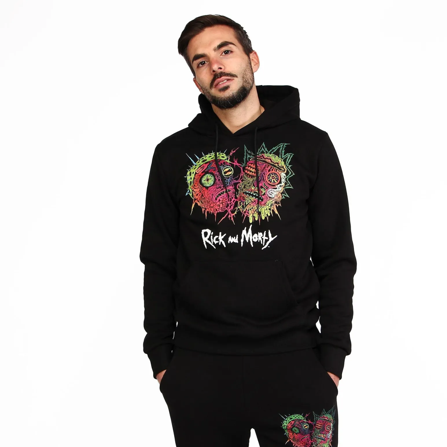 RICK AND MORTY - UOMO FELPA CON CAPPUCCIO