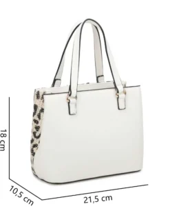 RIFLE - Borsa a due manici beige con tre  scomparti interni e trama frontale maculata a intreccio, tracolla removibile