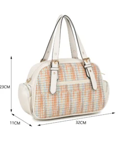 RIFLE - Borsa a mano multicolor effetto intreccio con tasche laterali e fibbie sui manici, tracolla removibile