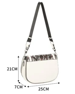RIFLE - Borsa animalier con tre scomparti interni e treccia sulla patta, tracolla removibile