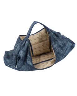 RIFLE - Borsa a sacca in denim blu con paillettes , tracolla removibile