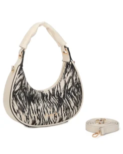 RIFLE - Borsa a spalla animalier beige, tracolla removibile