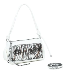 RIFLE - Borsa a spalla animalier con tasca frontale e tracolla removibile