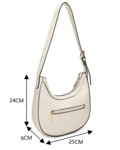 RIFLE - Borsa a spalla beige con tasca posteriore e finte tasche frontali