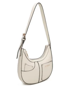 RIFLE - Borsa a spalla beige con tasca posteriore e finte tasche frontali
