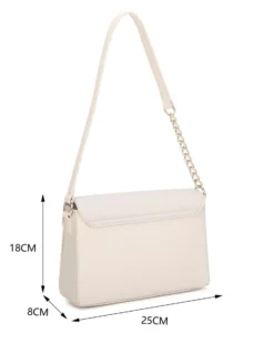 RIFLE - Borsa a spalla beige con patta e tasca frontale, tracolla removibile