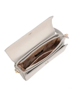 RIFLE - Borsa a spalla beige con patta e tasca frontale, tracolla removibile