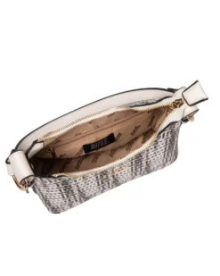 RIFLE - Borsa a spalla bianca e nera effetto intreccio, tracolla removibile