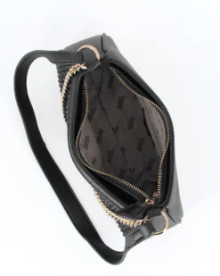 RIFLE - Borsa a spalla nera con catenina e parte frontale trapuntata, tracolla removibile
