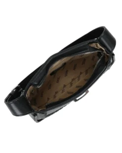 RIFLE - Borsa a spalla nera con dettaglio intreccio frontale, tracolla removibile