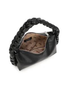 RIFLE - Borsa a spalla nera con manico intrecciato, tracolla removibile