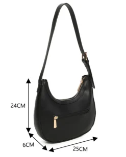 RIFLE - Borsa a spalla nera con tasca posteriore e finte tasche frontali
