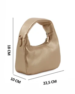 RIFLE - Borsa a spalla platino con parte frontale intrecciata, tracolla removibile