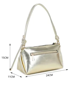 RIFLE - Borsa a spalla platino con tasca frontale e tracolla removibile