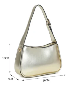RIFLE - Borsa a spalla platino con dettaglio intreccio frontale, tracolla removibile