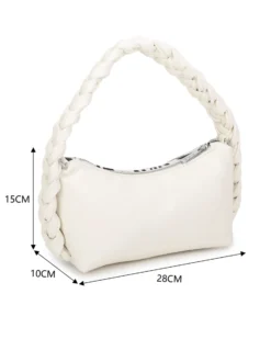 RIFLE - Borsa a spalla zebrata con manico intrecciato, tracolla removibile