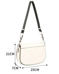 RIFLE - Borsa avorio con tre scomparti interni e treccia sulla patta, tracolla removibile