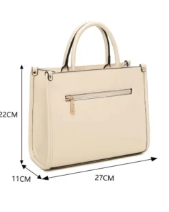 RIFLE - Borsa due manici animalier beige con tasca posteriore, tracolla removibile