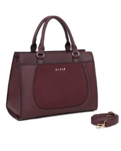 RIFLE - Borsa due manici bordeaux con tasca frontale scamosciata, tracolla removibile