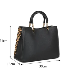 RIFLE - Borsa due manici leopardata con tre scomparti principali e tasca frontale, tracolla removibile