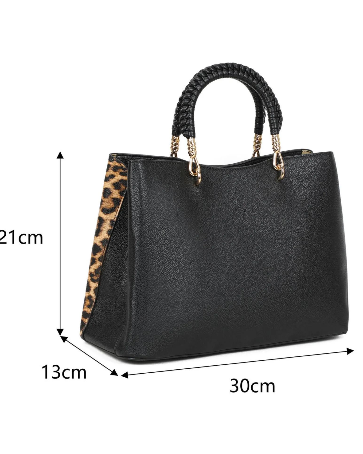 RIFLE - Borsa due manici leopardata con tre scomparti principali e tasca frontale, tracolla removibile