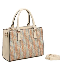 RIFLE - Borsa due manici multicolor effetto intreccio con tre scomparti principali, tracolla removibile