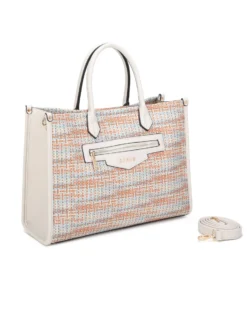 RIFLE - Borsa due manici multicolor effetto intreccio con tre scomparti principali e tasca frontale, tracolla removibile