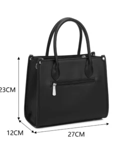RIFLE - Borsa due manici nera con tasca posteriore e strass, tracolla removibile