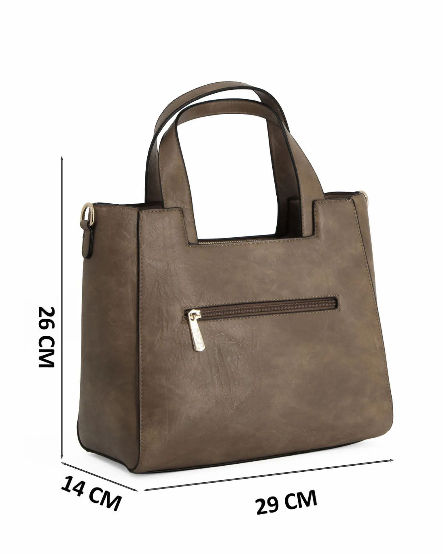 RIFLE - Borsa due manici taupe con parte frontale scamosciata, tracolla removibile