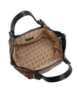 RIFLE - Borsa due manici testa moro pitonata con tasca posteriore, tracolla removibile