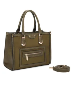 RIFLE - Borsa due manici verde con parte frontale scamosciata, tracolla removibile
