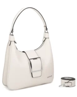RIFLE - Borsa hobo bag beige con fibbia
