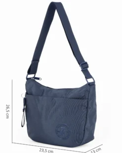 RIFLE - Borsa mezzaluna blu con tasca frontale