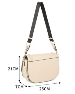 RIFLE - Borsa naturale con tre scomparti interni e treccia sulla patta, tracolla removibile