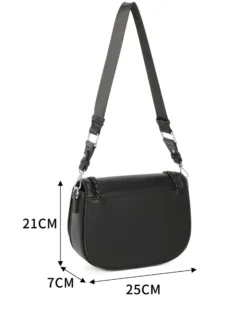 RIFLE - Borsa nera con tre scomparti interni e treccia sulla patta, tracolla removibile