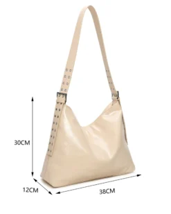 RIFLE - Borsa sacca beige scamosciata con due taschini frontali e manico regolabile con fibbie