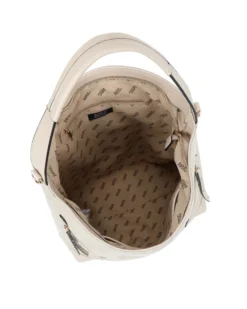 RIFLE - Borsa sacca naturale con tasche frontali e mini pattina con borchie, tracolla removibile