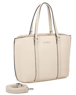RIFLE - Borsa shopping beige con tre scomparti principali, tracolla removibile