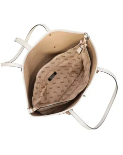 RIFLE - Borsa shopping beige scamosciata con pattina e chiusura a girello, tracolla removibile