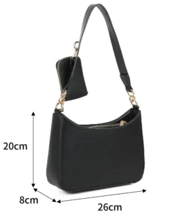 RIFLE - Borsa un manico nera con logo frontale e borsellino removibile