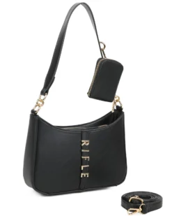 RIFLE - Borsa un manico nera con logo frontale e borsellino removibile