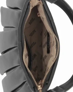 RIFLE - Borsa un manico nera con balze sulla parte frontale, tracolla removibile