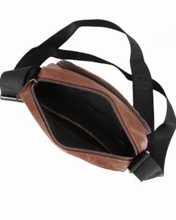 RIFLE - Borsello cognac con doppia tasca frontale