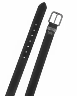 RIFLE - Cintura nera sfumata da uomo in VERA PELLE con fibbia nichel free