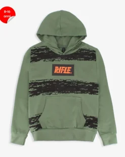 RIFLE - FELPA VERDE CON CAPPUCCIO PER RAGAZZI 8-16 ANNI