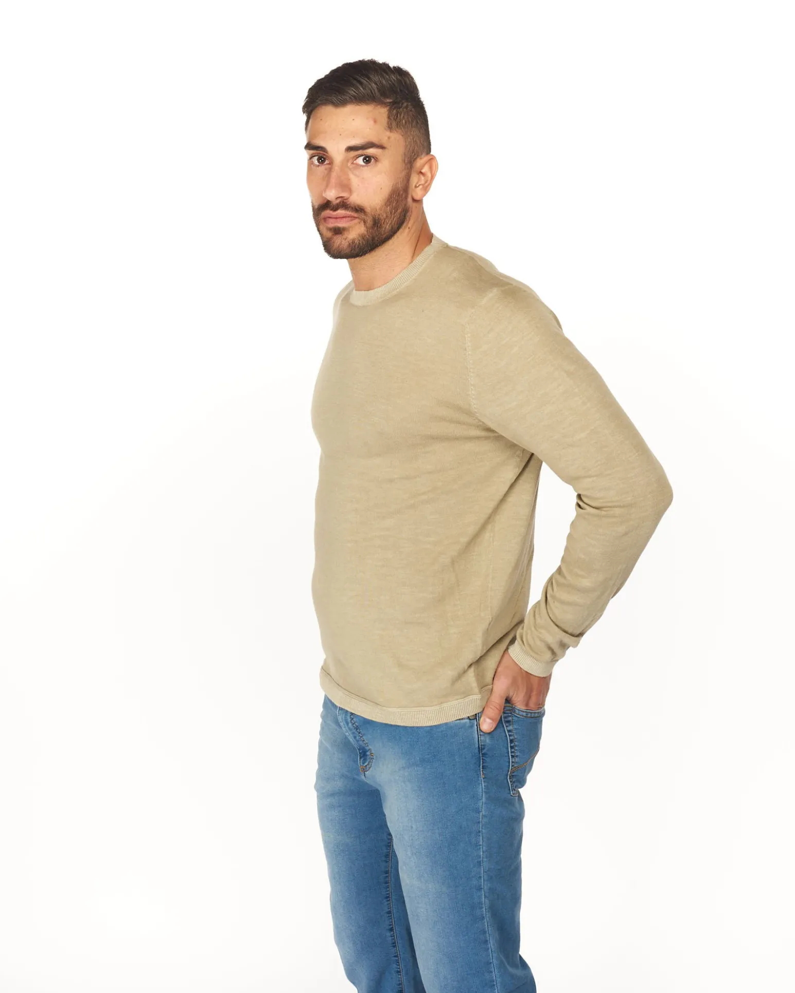 RIFLE - MAGLIA MANICA LUNGA GIROCOLLO STONE WASH