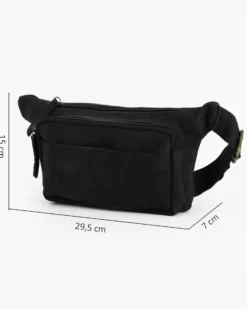RIFLE - Marsupio nero da uomo in VERA PELLE con doppia tasca frontale