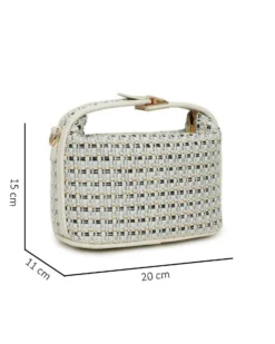 RIFLE - Minibag argento con chiusura ad incastro sul manico e trama ad intreccio, tracolla removibile